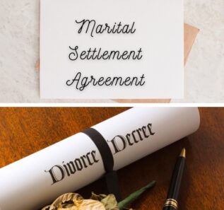 papers with marital settlement agreement vs. divorce decree texts