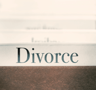 Some folders, and one of them says "Divorce." spouse lives in another state